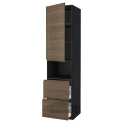 کابینت بلند برای مایکروویو با درب/2 کشو ایکیا مدل IKEA METOD / MAXIMERA رنگ جلوه چوب مشکی