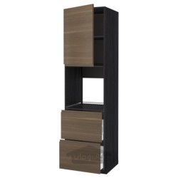 کابینت بلند برای فر با درب/2 جلو/ 2 کشو بلند ایکیا مدل IKEA METOD / MAXIMERA رنگ جلوه چوب مشکی