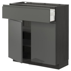 کابینت کف با کشو/2 درب ایکیا مدل IKEA METOD / MAXIMERA رنگ جلوه چوب مشکی