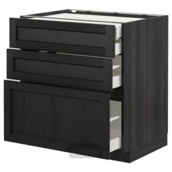 کابینت کف 3 جلو/2 کوتاه/1 متوسط/1 بلند کشو ایکیا مدل IKEA METOD رنگ جلوه چوب مشکی