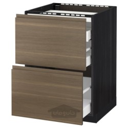 کابینت کف برای اجاق گاز / 2 جلو / 3 کشو ایکیا مدل IKEA METOD / MAXIMERA رنگ جلوه چوب مشکی