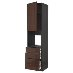 کابینت بلند برای اجاق با 3 درب/کشو ایکیا مدل IKEA METOD / MAXIMERA رنگ جلوه چوب مشکی