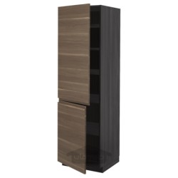 کابینت بلند با قفسه/2 درب ایکیا مدل IKEA METOD رنگ جلوه چوب مشکی
