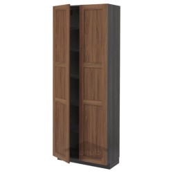 کابینت بلند با قفسه ایکیا مدل IKEA METOD رنگ جلوه چوب مشکی