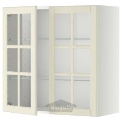 کابینت دیواری با قفسه / 2 درب شیشه ای ایکیا مدل IKEA METOD رنگ سفید