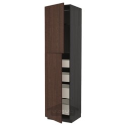 کابینت بلند با 2 درب / 4 کشو ایکیا مدل IKEA METOD / MAXIMERA رنگ جلوه چوب مشکی