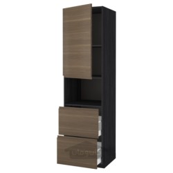 کابینت بلند برای مایکروویو با درب/2 کشو ایکیا مدل IKEA METOD / MAXIMERA رنگ جلوه چوب مشکی