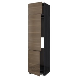 کابینت بلند برای یخچال/فریزر با 3 درب ایکیا مدل IKEA METOD رنگ جلوه چوب مشکی