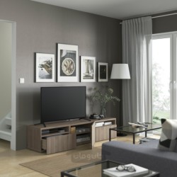 میز تلویزیون ایکیا مدل IKEA BESTÅ رنگ اثر گردوی خاکستری رنگ آمیزی شده/اثر گردوی خاکستری رنگ آمیزی شده لاپویکن