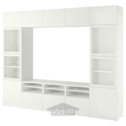 ترکیب ذخیره سازی تلویزیون / درب های شیشه ای ایکیا مدل IKEA BESTÅ رنگ سفید ساترویکن/سفید شیشه شفاف سیندویک