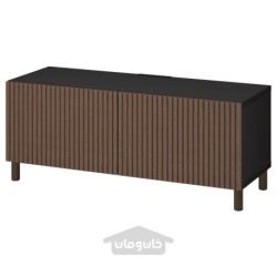 میز تلویزیون با درب ایکیا مدل IKEA BESTÅ رنگ مشکی-قهوه ای بیورکوویکن/مجارپ/روکش بلوط رنگ آمیزی شده قهوه ای