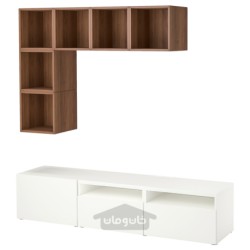 ترکیب کابینت برای تلویزیون ایکیا مدل IKEA BESTÅ / EKET رنگ سفید/اثر گردویی