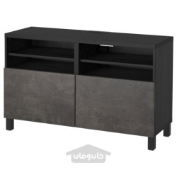میز تلویزیون با درب ایکیا مدل IKEA BESTÅ رنگ مشکی-قهوه ای کالویکن/استابارپ/اثر بتن خاکستری تیره