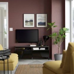 میز تلویزیون با کشو ایکیا مدل IKEA BESTÅ رنگ مشکی-قهوه ای/سلسویکن/براق نانارپ/مشکی