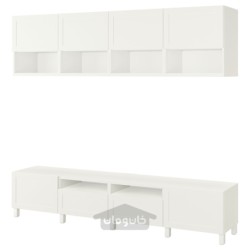 ترکیب ذخیره سازی تلویزیون ایکیا مدل IKEA BESTÅ رنگ سفید/هانویکن/سفید استابارپ