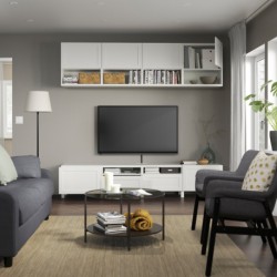 ترکیب ذخیره سازی تلویزیون ایکیا مدل IKEA BESTÅ رنگ سفید/هانویکن/سفید استابارپ