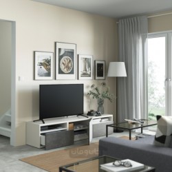 میز تلویزیون با کشو و درب ایکیا مدل IKEA BESTÅ رنگ سفید/خاکستری تیره کالویکن