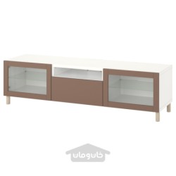 میز تلویزیون ایکیا مدل IKEA BESTÅ رنگ سفید سیندویک/لاپویکن/خاکستری مایل به قهوه ای روشن مجارپ