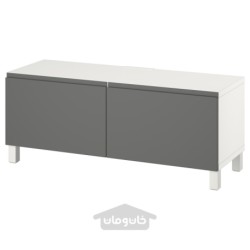 میز تلویزیون با درب ایکیا مدل IKEA BESTÅ رنگ سفید وسترویکن/استابارپ/خاکستری