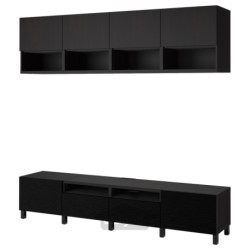 ترکیب ذخیره سازی تلویزیون ایکیا مدل IKEA BESTÅ رنگ مشکی-قهوه ای لاکسویکن/لاپویکن/مشکی استابارپ