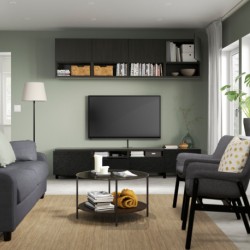 ترکیب ذخیره سازی تلویزیون ایکیا مدل IKEA BESTÅ رنگ مشکی-قهوه ای لاکسویکن/لاپویکن/مشکی استابارپ