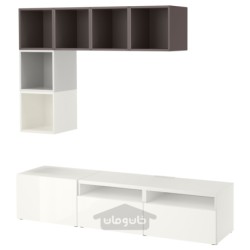 ترکیب کابینت برای تلویزیون ایکیا مدل IKEA BESTÅ / EKET رنگ سفید / براق / سفید