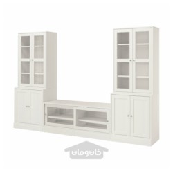 ترکیب ذخیره سازی تلویزیون / درب های شیشه ای ایکیا مدل IKEA HAVSTA رنگ سفید