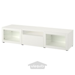 میز تلویزیون ایکیا مدل IKEA BESTÅ رنگ سفید/شیشه شفاف سفید لاپویکن