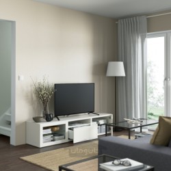 میز تلویزیون ایکیا مدل IKEA BESTÅ رنگ سفید/شیشه شفاف سفید لاپویکن