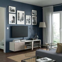 میز تلویزیون با درب ایکیا مدل IKEA BESTÅ رنگ سفید/بژ برگسویکن