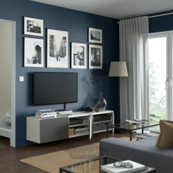 میز تلویزیون با درب ایکیا مدل IKEA BESTÅ رنگ سفید/خاکستری وسترویکن