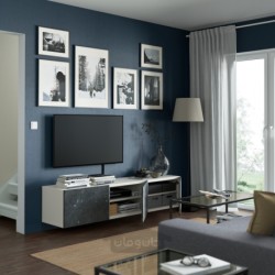 میز تلویزیون با درب ایکیا مدل IKEA BESTÅ رنگ سفید/مشکی برگسویکن