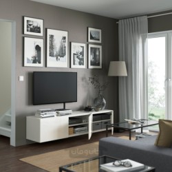 میز تلویزیون با درب ایکیا مدل IKEA BESTÅ رنگ سفید/براق برگسویکن/سفید