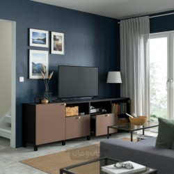 میز تلویزیون با درب و کشو ایکیا مدل IKEA BESTÅ رنگ مشکی-قهوه ای/لاپویکن/خاکستری مایل به قهوه ای روشن استابارپ
