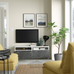 میز تلویزیون با کشو ایکیا مدل IKEA BESTÅ رنگ سفید/برگسویکن/مشکی اوسارپ