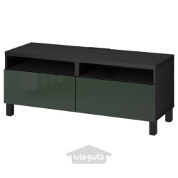 میز تلویزیون با کشو ایکیا مدل IKEA BESTÅ رنگ مشکی-قهوه ای/سلسویکن/سبز زیتونی تیره استابارپ
