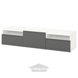 میز تلویزیون با کشو و درب ایکیا مدل IKEA BESTÅ رنگ سفید/خاکستری تیره وسترویکن