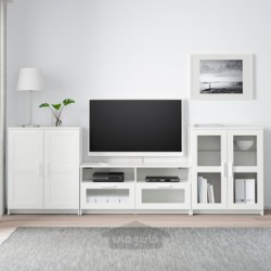 ترکیب ذخیره سازی تلویزیون / درب های شیشه ای ایکیا مدل IKEA BRIMNES