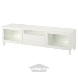 میز تلویزیون ایکیا مدل IKEA BESTÅ رنگ سفید/لاپویکن/شیشه شفاف سفید استابارپ