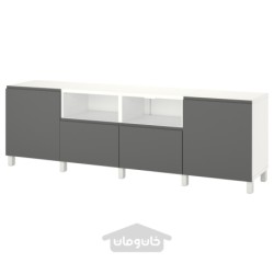 میز تلویزیون با درب و کشو ایکیا مدل IKEA BESTÅ رنگ سفید/خاکستری تیره وسترویکن