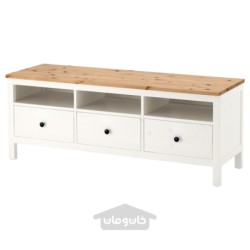 میز تلویزیون ایکیا مدل IKEA HEMNES رنگ لکه سفید/قهوه ای روشن