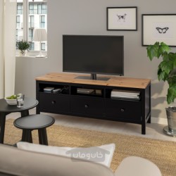میز تلویزیون ایکیا مدل IKEA HEMNES رنگ مشکی-قهوه ای/قهوه ای روشن