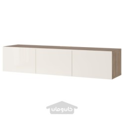 میز تلویزیون با درب ایکیا مدل IKEA BESTÅ رنگ اثر گردویی خاکستری رنگ آمیزی شده/براق سلسویکن/سفید