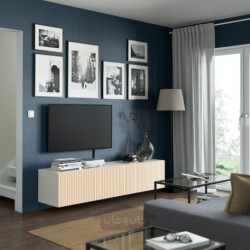 میز تلویزیون با درب ایکیا مدل IKEA BESTÅ رنگ سفید بیورکوویکن/روکش توس