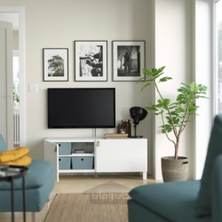 میز تلویزیون با درب ایکیا مدل IKEA BESTÅ رنگ سفید/لاپویکن/استابارپ