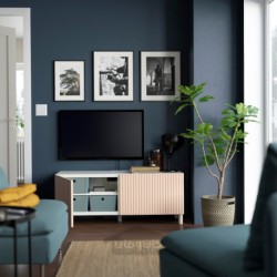 میز تلویزیون با درب ایکیا مدل IKEA BESTÅ رنگ سفید بیورکوویکن/ماژوراپ/روکش توس