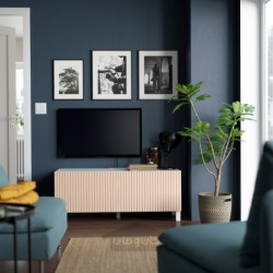 میز تلویزیون با درب ایکیا مدل IKEA BESTÅ رنگ سفید بیورکوویکن/استابارپ/روکش توس