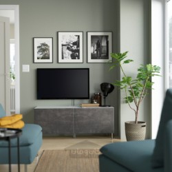 میز تلویزیون با درب ایکیا مدل IKEA BESTÅ رنگ سفید/کالویکن/خاکستری تیره اوسارپ