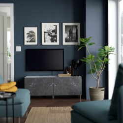 میز تلویزیون با درب ایکیا مدل IKEA BESTÅ رنگ سفید برگسویکن/اوسارپ/مشکی