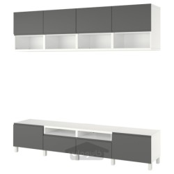 ترکیب ذخیره سازی تلویزیون ایکیا مدل IKEA BESTÅ رنگ سفید/وسترویکن/خاکستری تیره استابارپ